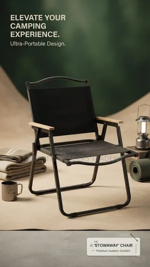 Portable Black Foldable Camping Chair