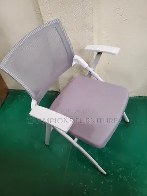 Grey and White Mesh Visitors Chair