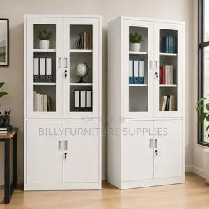 Premium Double Office Storage Cabinet Nairobi With Lockable Glass Door