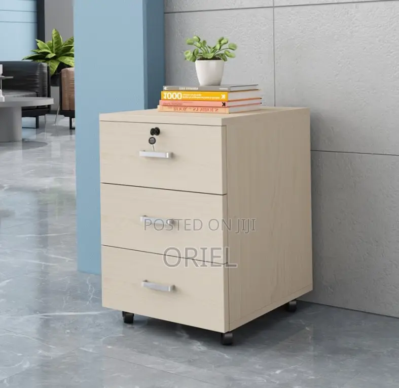 Office Cabinet : Movable 3-Drawer Cabinet With Pedestals