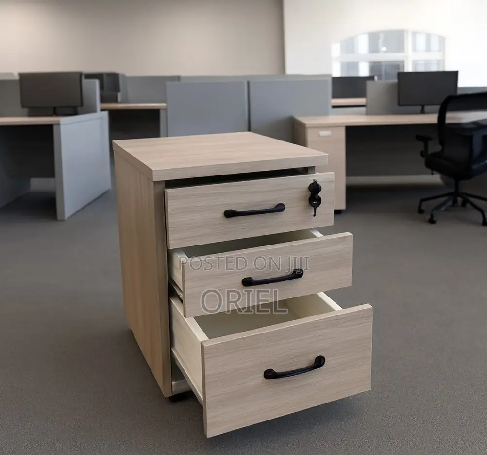 Office Cabinet : Movable 3-Drawer Cabinet With Pedestals