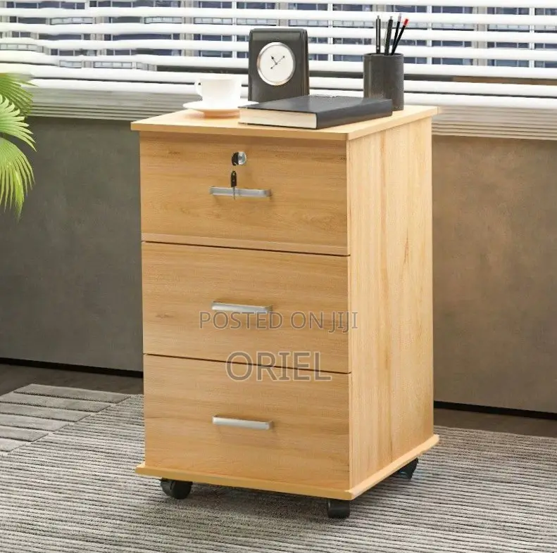 Office Cabinet : Movable 3-Drawer Cabinet With Pedestals