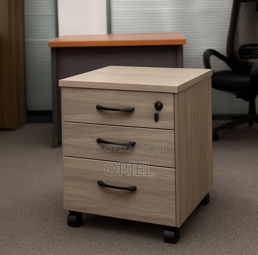Office Cabinet : Movable 3-Drawer Cabinet With Pedestals