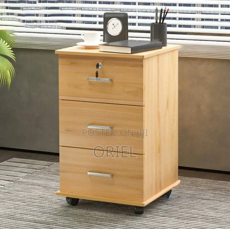 Office Cabinet : Movable 3-Drawer Cabinet With Pedestals
