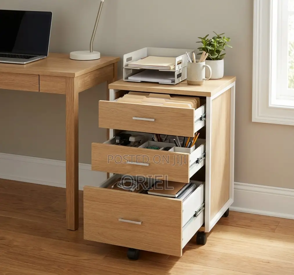 Office Cabinet : Movable 3-Drawer Cabinet With Pedestals