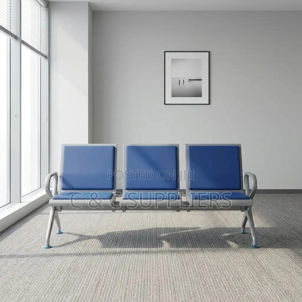 3-Link Blue Padded Visitors Bench.