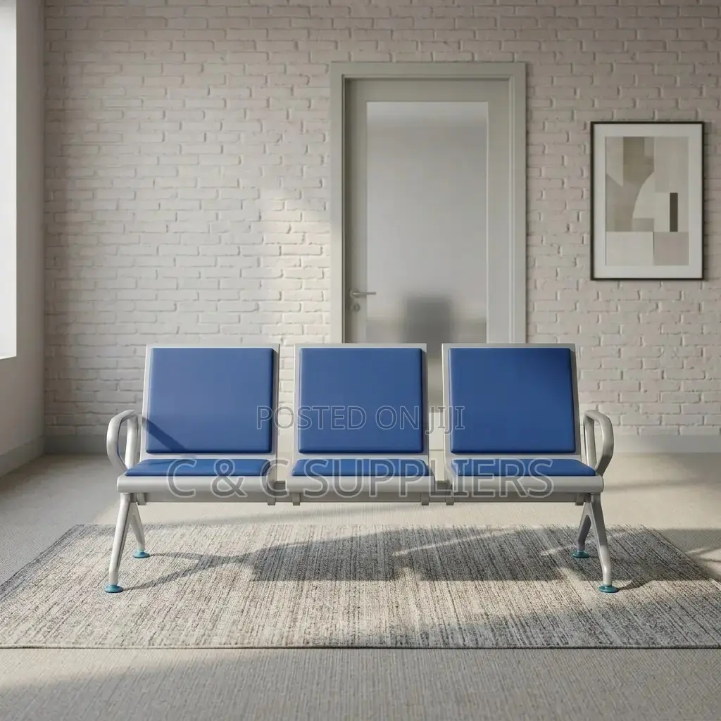 3-Link Blue Padded Visitors Bench.