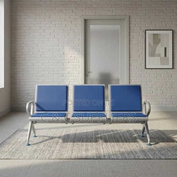 3-Link Blue Padded Visitors Bench. - thumbnail 6