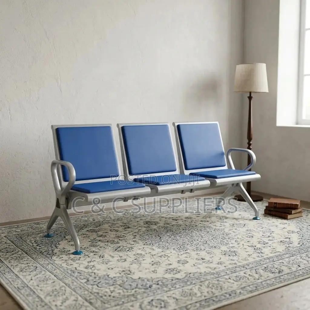 3-Link Blue Padded Visitors Bench.