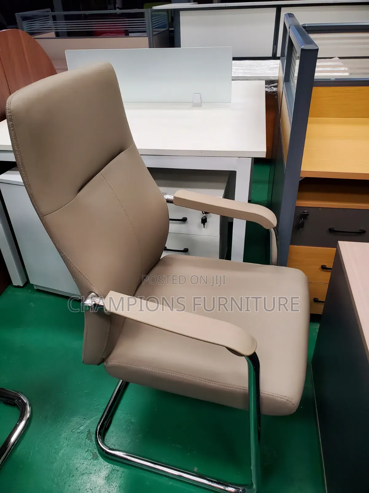 Beige Leather Executive Boardroom/Visistors Chair