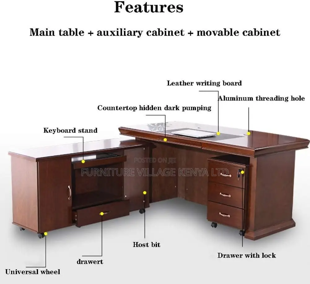 Office Desk; 1.8 M Mahogany L Director's Computer Office Desk