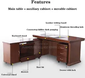 Office Desk; 1.8 M Mahogany L Director's Computer Office Desk
