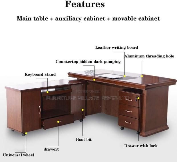 Office Desk; 1.8 M Mahogany L Director's Computer Office Desk - thumbnail 4