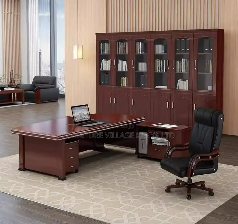 Office Desk; 1.8 M Mahogany L Director's Computer Office Desk