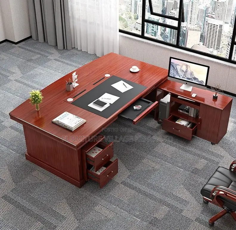 Office Desk; 1.8 M Mahogany L Director's Computer Office Desk
