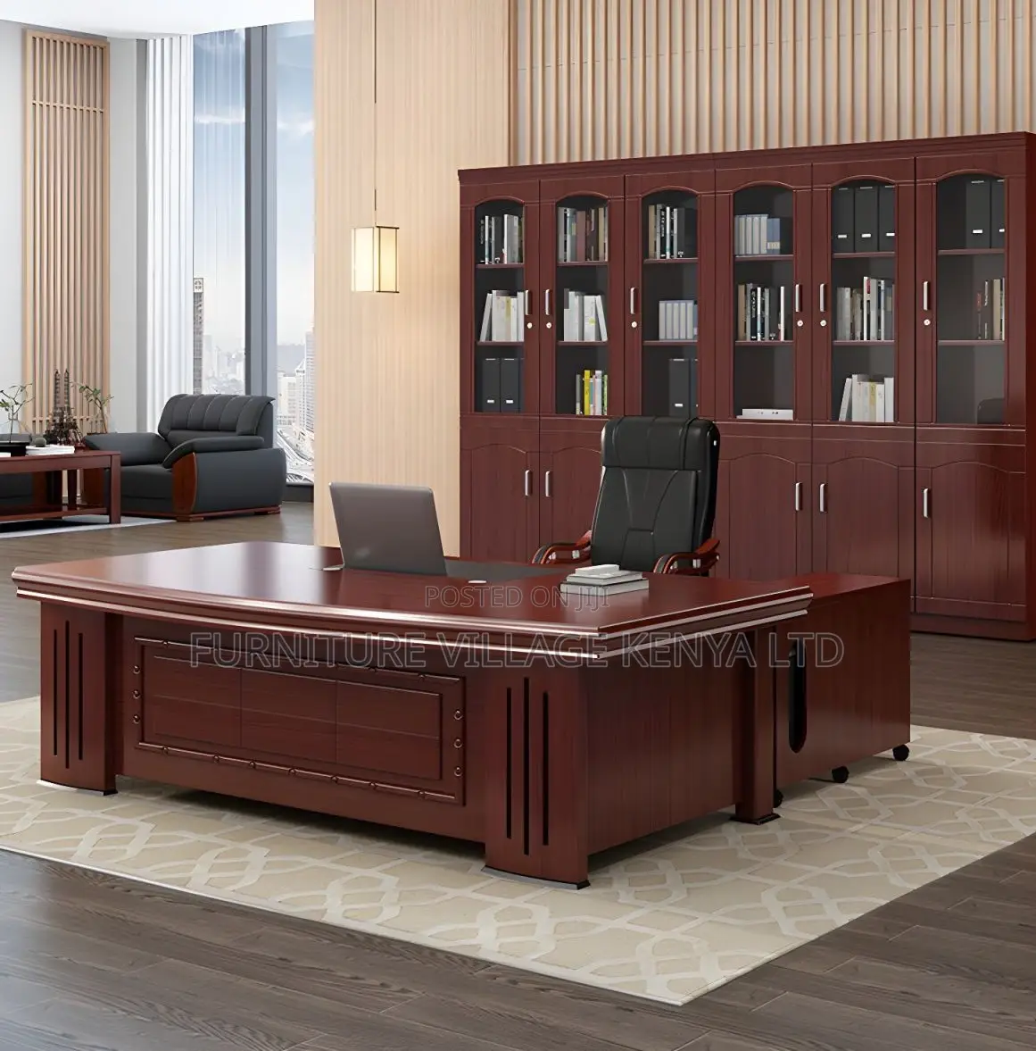 Office Desk; 1.8 M Mahogany L Director's Computer Office Desk
