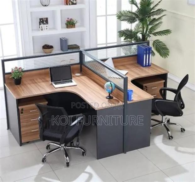 Office Workstation; Two Users Curved Office Workstation - main view