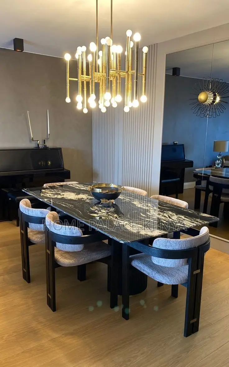 Dining Set; Elegant Contemporary 6 Seater Dining Furniture