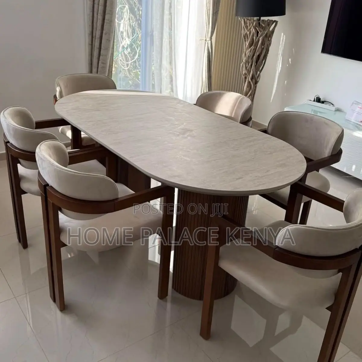 Dining Set; Elegant Contemporary 6 Seater Dining Furniture