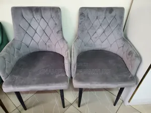 Diamond Tufted Grey Velvet Accent Chair