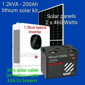 1.2kva - 200Ah Lithium Battery (2)460w Solar Full Package