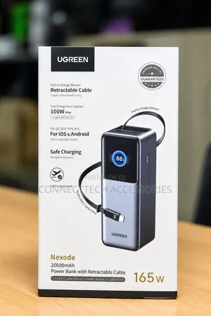 UGREEN 20000mAh 165W Power Bank With Retractable Cable