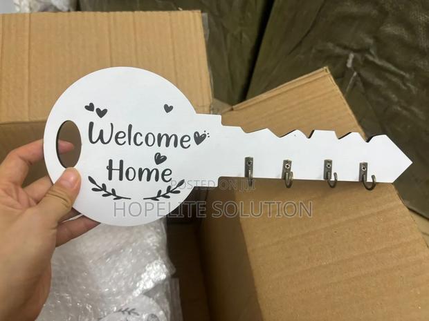 Welcome Home Wooden Key Holder With Hooks - - thumbnail 2