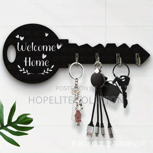 Welcome Home Wooden Key Holder With Hooks - - thumbnail 3