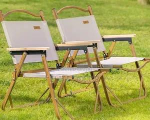 Portable Folding Camping Chair With Wooden Armrests – Sturdy M
