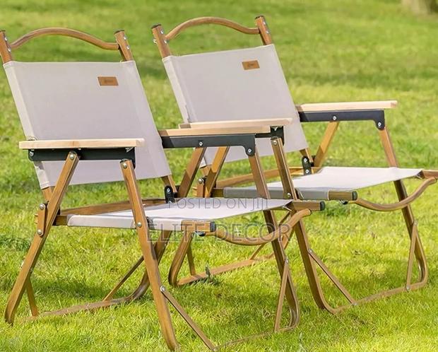 Portable Folding Camping Chair With Wooden Armrests – Sturdy M