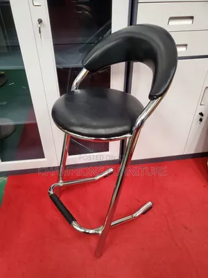 Curved High Back Leather Barstool