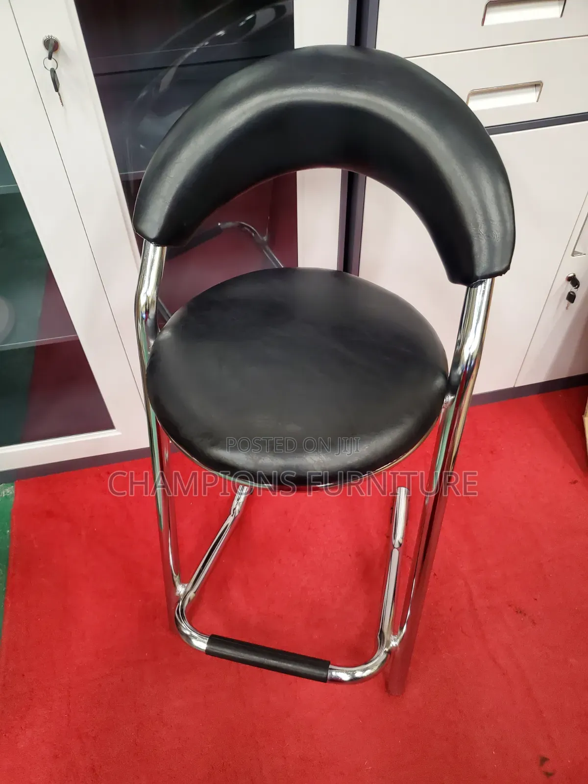 Curved High Back Leather Barstool