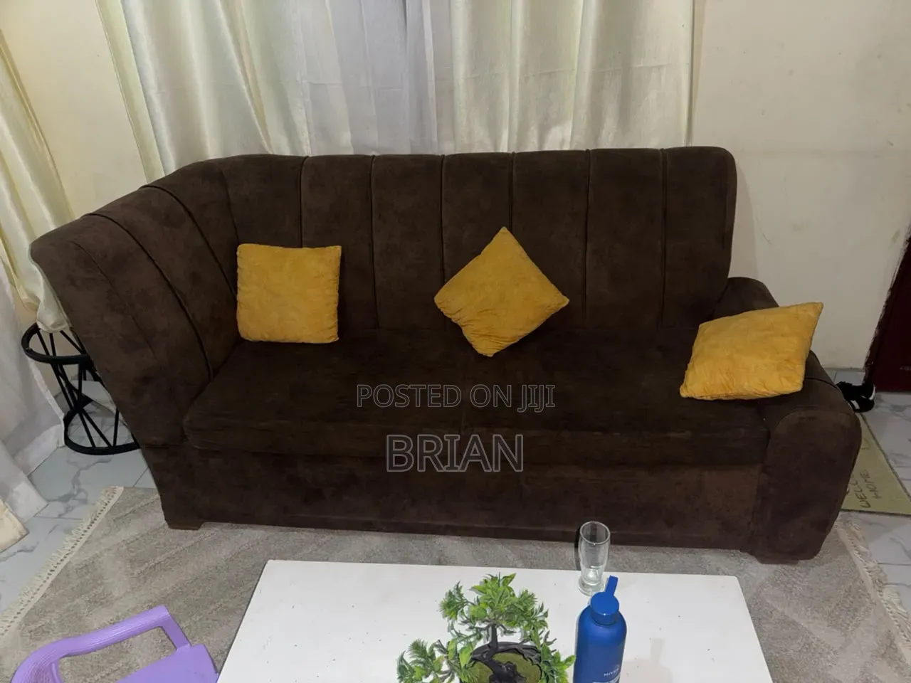 3 Seater Brown Sofa
