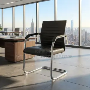 Office Chairs; Mid Bcak Leather Front Desk Visitors Chair