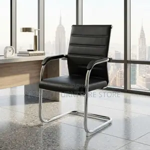 Office Chairs; Mid Bcak Leather Front Desk Visitors Chair