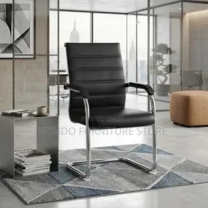 Office Chairs; Mid Bcak Leather Front Desk Visitors Chair