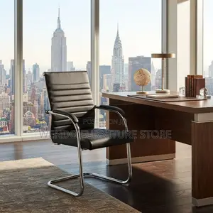 Office Chairs; Mid Bcak Leather Front Desk Visitors Chair