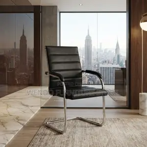 Office Chairs; Mid Bcak Leather Front Desk Visitors Chair