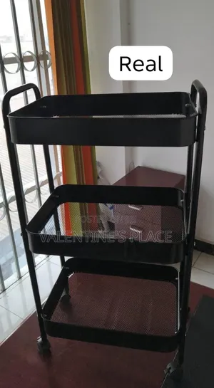 Metallic 3 Layer Trolley Rack Mesh Trays