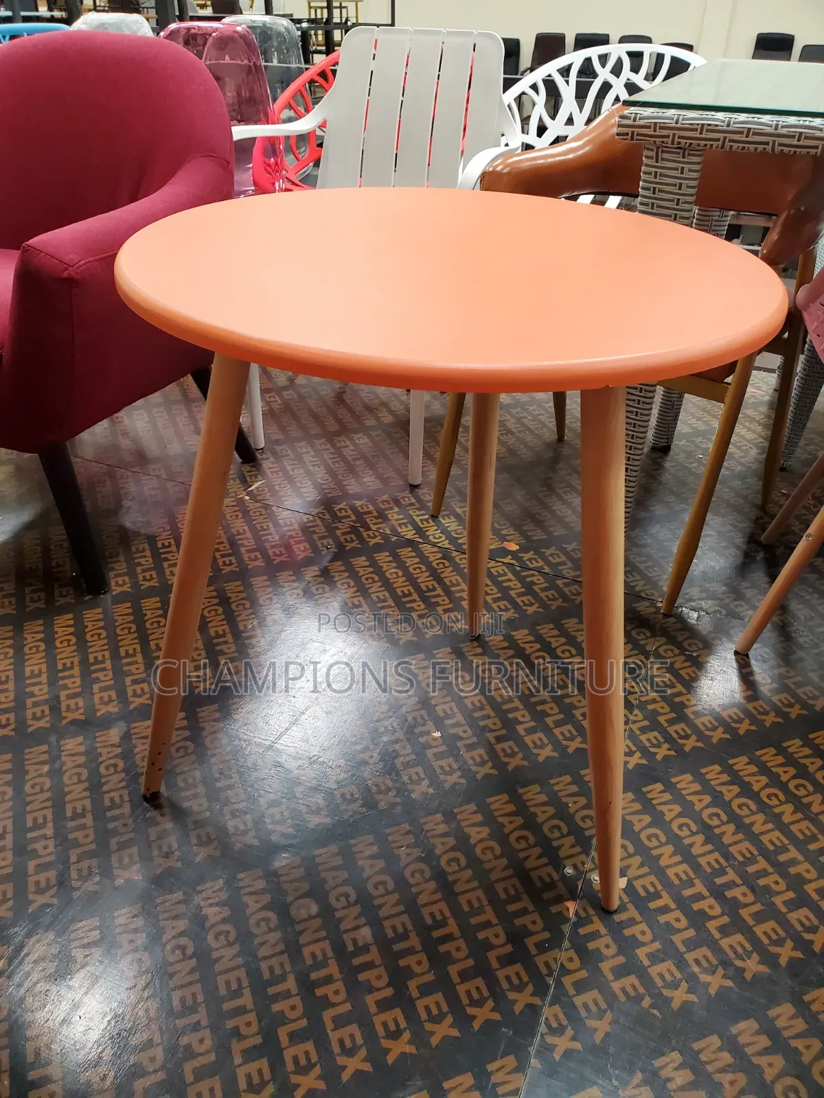 Round Orange Accent Table