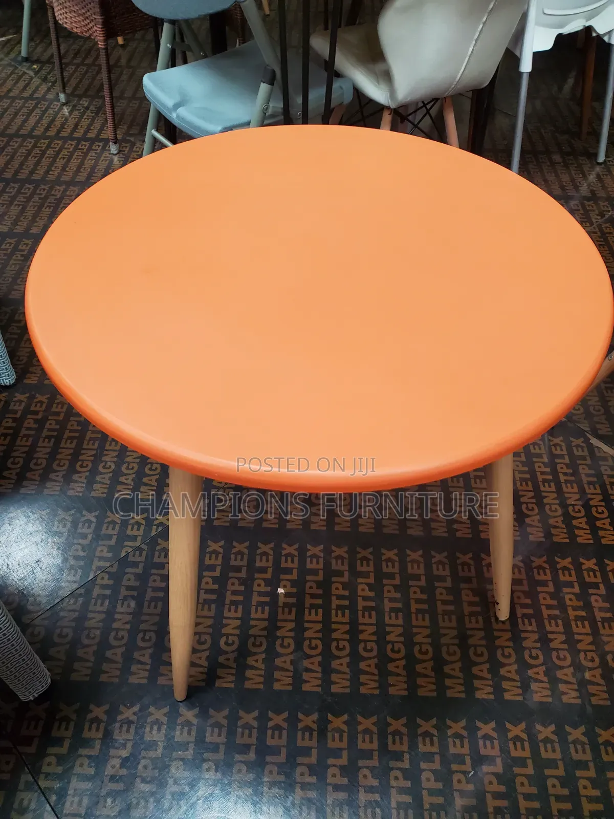 Round Orange Accent Table