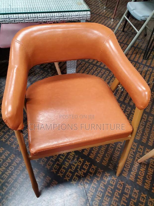 Curved Cognac Leather Accent Chair - main view