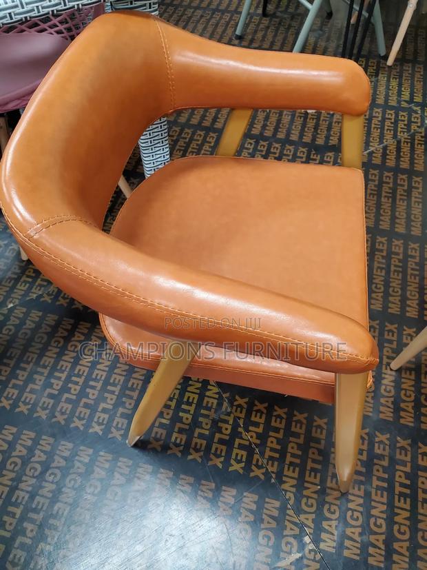 Curved Cognac Leather Accent Chair - thumbnail 2