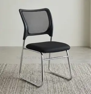 Office Chair; Mesh Chrome Non Swivel Guest Office Chair