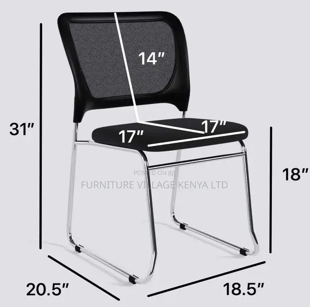 Office Chair; Mesh Chrome Non Swivel Guest Office Chair