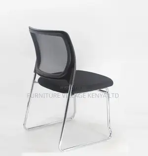 Office Chair; Mesh Chrome Non Swivel Guest Office Chair