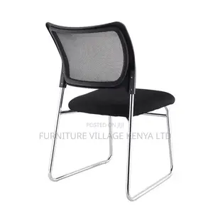 Office Chair; Mesh Chrome Non Swivel Guest Office Chair