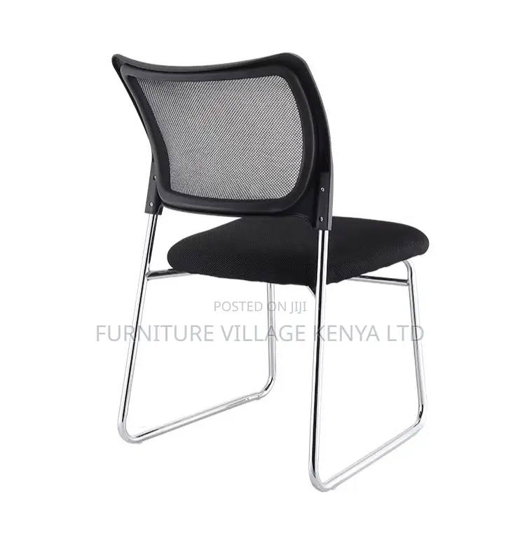 Office Chair; Mesh Chrome Non Swivel Guest Office Chair