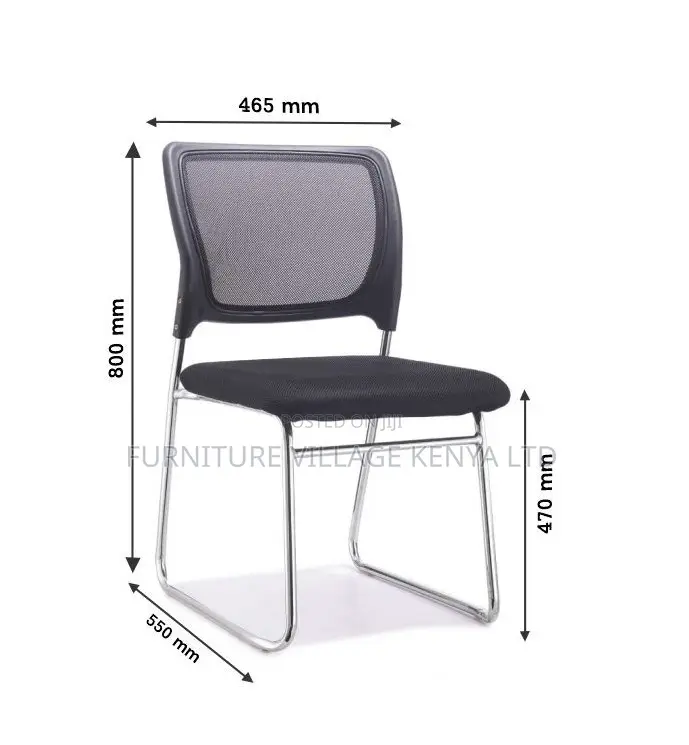 Office Chair; Mesh Chrome Non Swivel Guest Office Chair