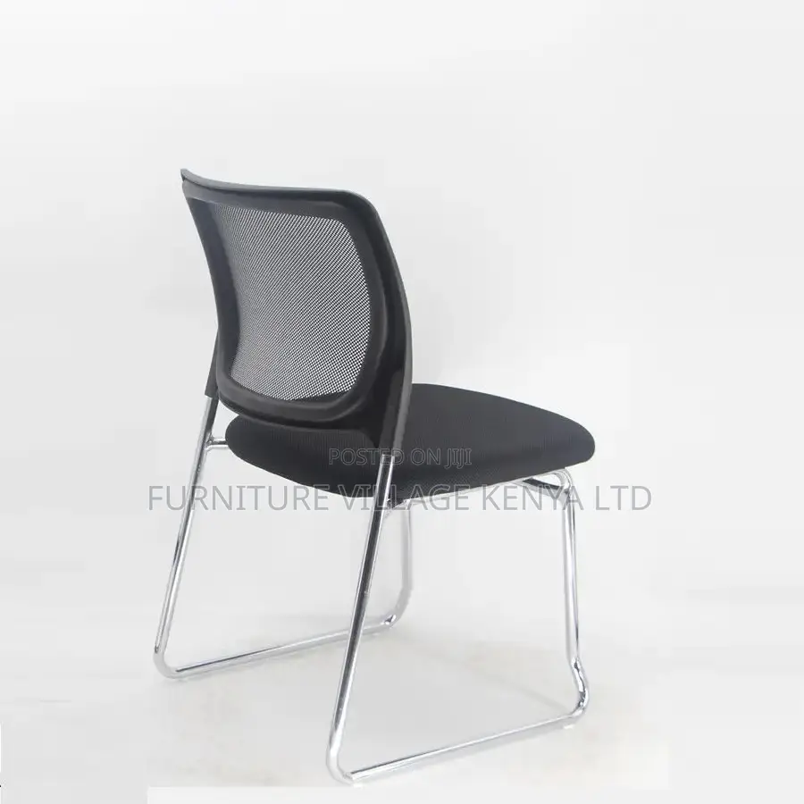 Office Chair; Mesh Chrome Non Swivel Guest Office Chair